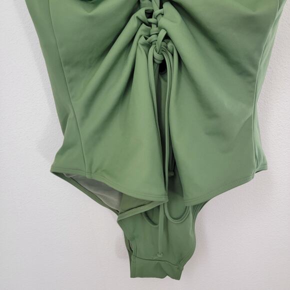 TA3 Swim Hi Cut Plungey Green Size 3X RL 2.0 Regular‎ Length Cinching Hour Glass - Picture 7 of 11